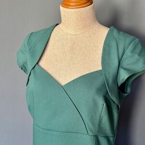 Collectif 1940s Sweetheart Midi Dress | US 6 | Green 50s Rockabilly
